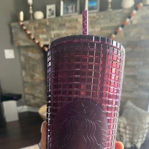 Burgundy disco grid Starbucks holiday tumblr